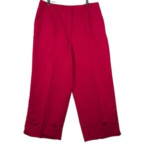 Pantology Women 14W Wide Leg Crop Pants Pink Linen Blend High Rise Barbiecore